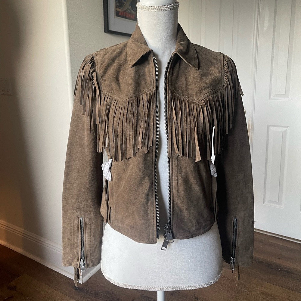 NWT All Saints Fringe Suede Jacket